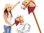 Hobby horse na dřevěné tyči se zvukem řehtání 77 cm