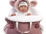 Realistické miminko v růžovém zavinovačce 42 cm Llorens