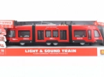 Červená tramvaj na baterie s efekty