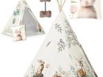 Dětské teepee NUKIDO – béžové lesní motivy