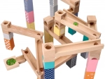 Dřevěný pastelový kuličkodrom, 53 dílů + 6 skleněných kuliček