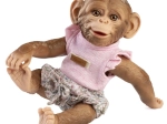 Guca realistická opičí panenka miminko s vinylovým tělem 32 cm