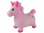 Hopsadlo jednorožec plyš růžové výška sedla 23cm na baterie se zvukem v krabici 34,5x13x22cm 12m+