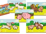 Dřevěné puzzle Moje první zvířátka – farma, 6 puzzle po 3 dílcích