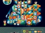 Magnetická stavebnice pro děti 292 dílů se světelným kuličkovým drahami