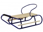 Kovové sáně s opěrkou a tažným popruhem – modré