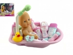 Miminko koupací s vaničkou a doplňky plast 30cm v krabici 34x28x22cm