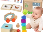 Woopie Green montessori smyslový vzdělávací box 6 v 1 pro děti od 7–8 měsíců