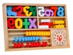 Dřevěná vzdělávací sada 3 v 1 pro děti 3+ Učí se matematiku a hodiny