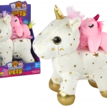 Plyšový jednorožec s ukolébavkou – bílý se zlatými hvězdičkami, sada