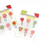 Dřevěné kancelářské sponky srdíčka nebo květinky, sada 6 ks