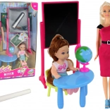 Herní sada učitelka s žačkou a školními doplňky