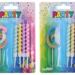 Párty svíčka číslo 6 a 4 ks svíček