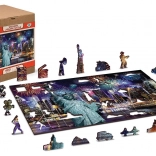 Dřevěné puzzle New York v noci