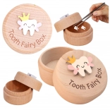Dřevěná krabička na mléčné zuby pro děti s gravírováním Tooth Fairy Box