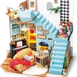 rolife miniatura domečku obývací kout – diy stavebnice s led osvětlením