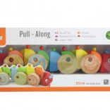 Dřevěná tahací housenka