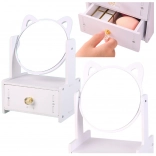 Mini toaletní zrcadlo s dřevěnou zásuvkou, bílé