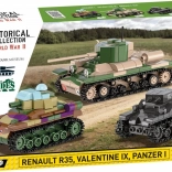 Historická plastová stavebnice tanků Renault R35, Valentine IX, Panzer I