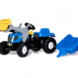 Šlapací traktor s přední lžící a přívěsem ROLLY TOYS NEW HOLLAND, modrý