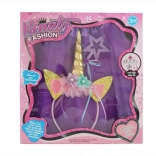 Dětská kostýmní sada jednorožec – tutu sukýnka, čelenka a hůlka