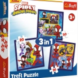Puzzle Spidey: pavouci a dinosauři 3v1 (20, 36 a 50 dílků)