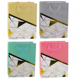 Dárková taška s geometrickými vzory a mramorovým efektem 23 x 18 x 10,5 cm