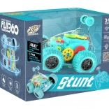 RC auto transparentní zelené kaskadérské s LED a zvukem