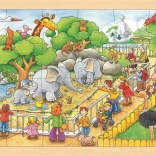Dřevěné puzzle Návštěva ZOO 24 dílků