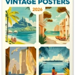 Nástěnný kalendář Vintage plakáty Tropické ráje 2026