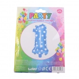 Balónek číslo 1 modrý s hvězdičkami