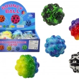 Barevný míček s výstupky 6,5 cm – skákací a mačkací antistresová hračka