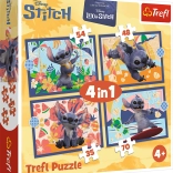 puzzle 4v1 dovolená na havaji - disney stitch trefl