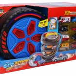 Přenosná závodní stanice s efekty a 8 auty