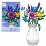 Stavebnice kytice květů v bílém váze – 543 dílků