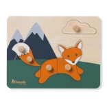 Hauck dřevěné puzzle s úchyty Fox – vzdělávací knoflíkové puzzle