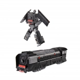 Transformující robot lokomotiva – černý kovový mini robot 10 cm