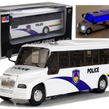 Policejní autobus se světly a zvuky – bílý kovový model 21 cm