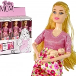 Těhotná Panenka v Růžových Šatech s Květinami