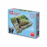 Dino dřevěné kostky KRTEČEK a zvířátka 12 ks