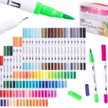 Dvoubarevné fixy a tenké popisovače v kufříku, 100 barev