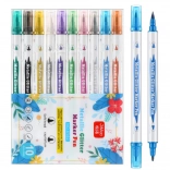 Sada metalických dvoustranných fixů s třpytkami, 10 ks