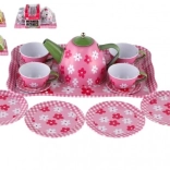 Dětská plechová čajová sada 14 ks na tácu