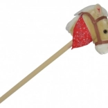 Plyšový kůň na tyči se zvukem 80 cm, béžový