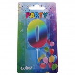 Párty svíčka číslo 0 duhová
