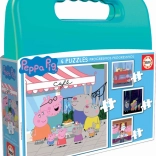 Puzzle v kufříku Prasátko Peppa 4v1