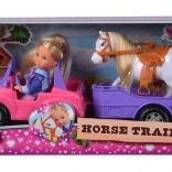 panenka evi love s džípem a přívěsem pro koně