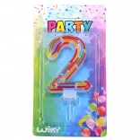 Párty svíčka číslo 2 s čárkami