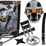 Dětský ninja set s meči, maskou, shurikenem, disky, drápy a palcátem