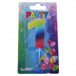 Párty svíčka číslo 1 duhová